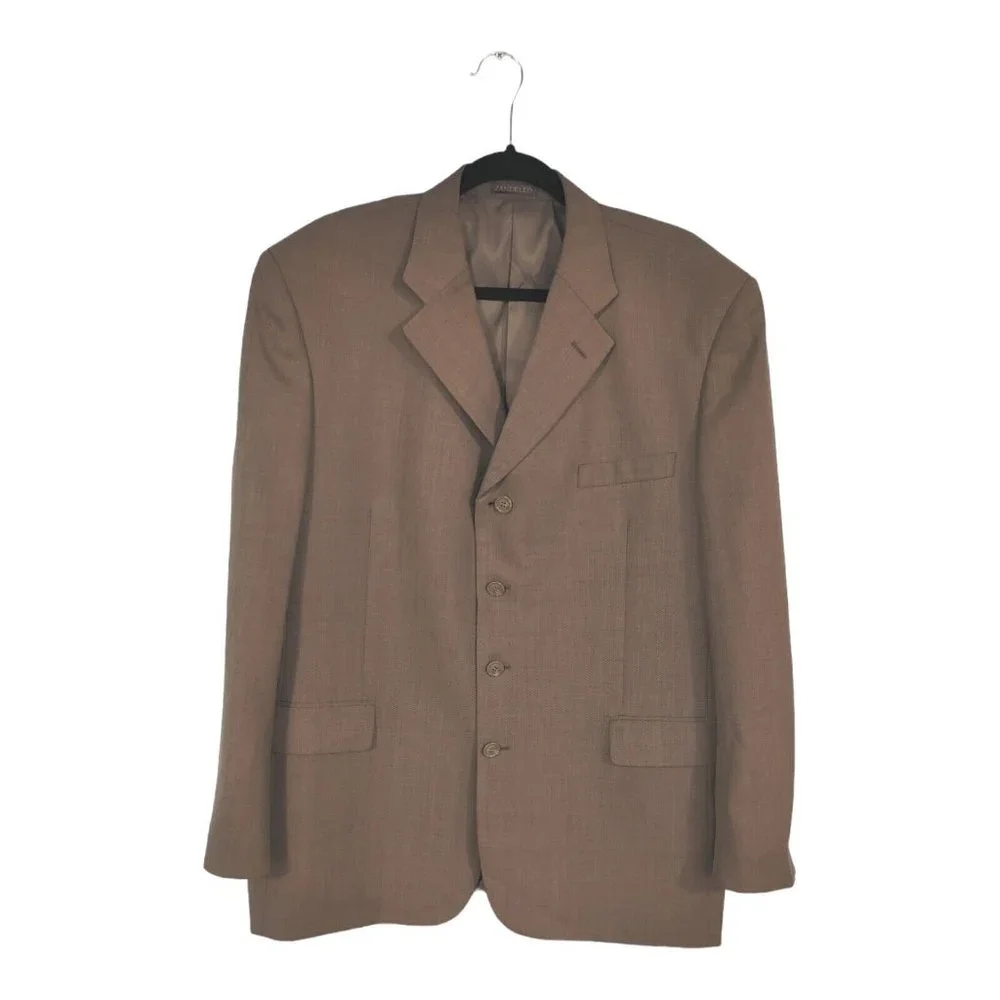 Zandello men's jacket 44R Light Brown brown/Beige Sports Coat Blazer 4 Button